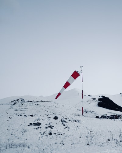 雪山上的红白旗